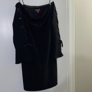Vince Camuto black strapless mid length dress